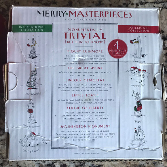 Vintage 1999 Christmas National Monuments 4 Dessert Plate & Mug Cup Set NEW - Picture 6 of 12